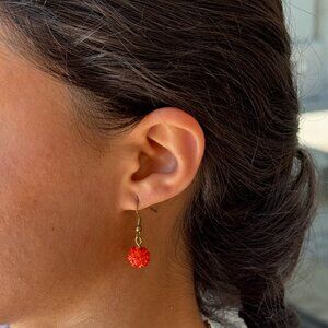 Beaded Sequined Drop Earrings in Orange
